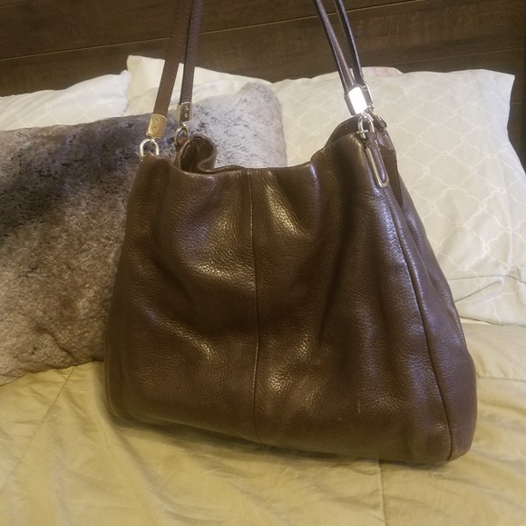 Coach Phoebe Brown Pebbled Leather Handbag - Picture 7 of 8